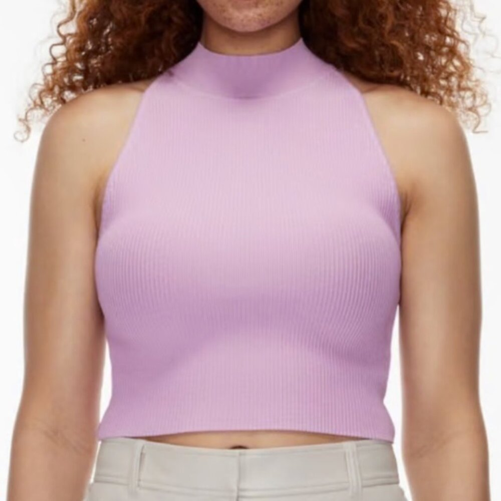 NWT! Aritzia Babaton Sculpt Knit Mockneck Halter Top in Lyrical Lilac